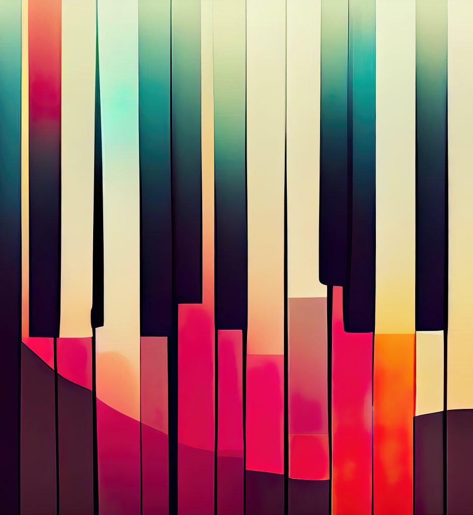 Abstract colorful paino keyboard as wallpaper background