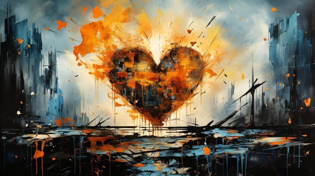 ai generated, heart, burning, shape, fire, flame, burn, abstract, explosion, fiery